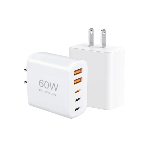 [2-Pack] 60W Multi-Port USB-C Fast Charging Module, 5-Port Wall Charger, Compatible with iPhone 17/16/15/14/13/Pro Max/Plus Series, iPad, Samsung