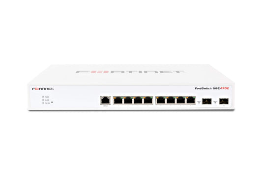 FORTINET FortiSwitch 108E-FPOE Ethernet Switch - 8 Ports - Manageable - 2 Layer Supported - Modular - 2 SFP Slots - Twisted Pair, Optical Fiber - 1U