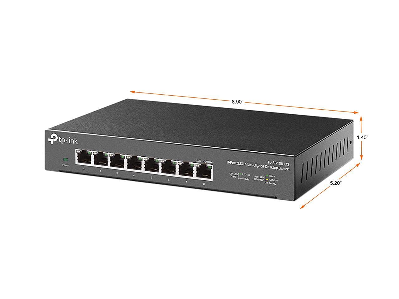 TP-Link TL-SG108-M2 - 8 Port Multi-Gigabit Unmanaged Network Switch, Ethernet Splitter, ??.?????? Bandwidth, Plug & Play Desktop/Wall-Mount Fanless Metal