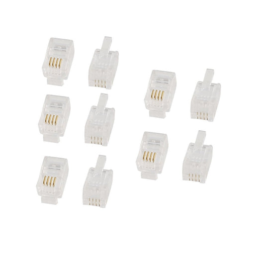 uxcell 10 Pcs RJ09 Connector, 4P4C RJ09 Modular Telephone Plugs Jack for Phone Line Cord, Standard Phone Jack Adapter Connectors Crimp End Crimper
