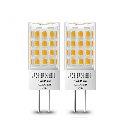 JSVSAL GY6.35 G6.35 LED Bulb,6W 12V,Daylight White 5000K,Dimmable,2-Pack