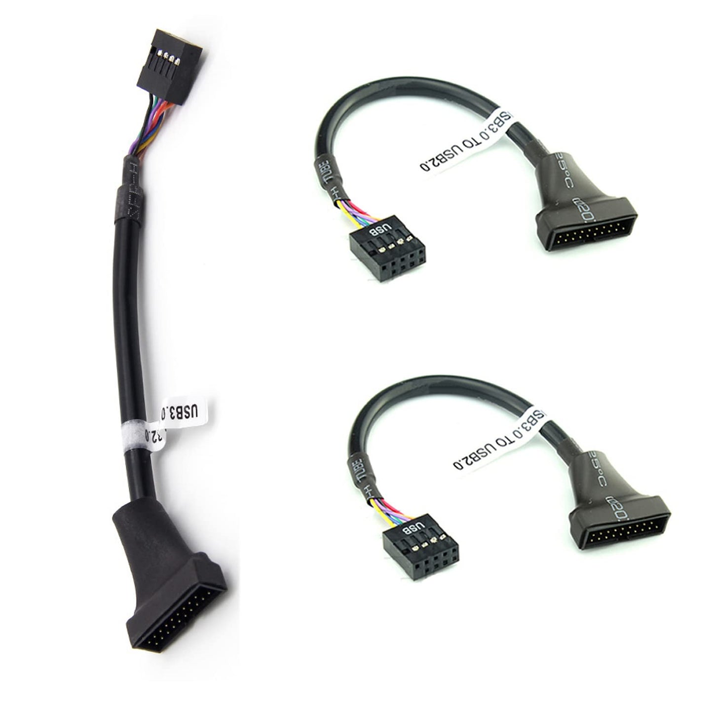 ThtRht 3 Pack USB 3.0 Header to USB 2.0 Motherboard Adapter 19 Pin to 9 Pin Connector Cable Front Panel USB3.0 to 2.0 Converter 19pin Male to 9pin