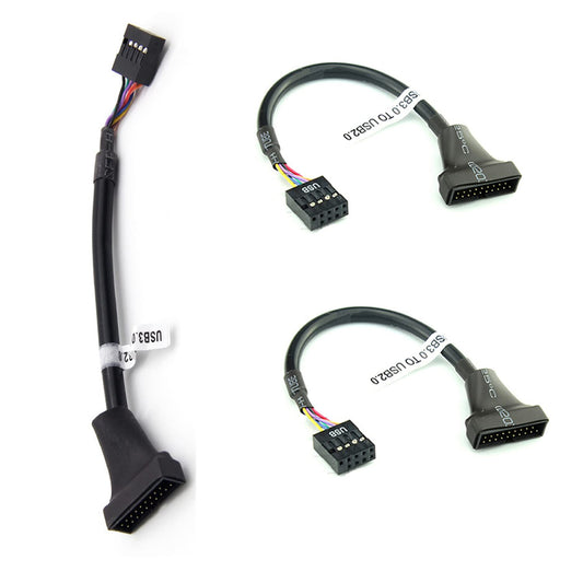 ThtRht 3 Pack USB 3.0 Header to USB 2.0 Motherboard Adapter 19 Pin to 9 Pin Connector Cable Front Panel USB3.0 to 2.0 Converter 19pin Male to 9pin
