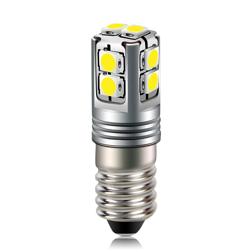 Ruiandsion E10 LED Bulb 6-40V 3030 10SMD Chips White LED Bulb for Headlamps Flashlights Torch Bike Work Light Non-Polarity