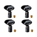 Rannsgeer Universal Microphone Clip Holder 4-Pack - Soft Flexible Mic Clamp with 5/8" to 3/8" Metal Nut Adapters, Break-Resistant Design for Handheld