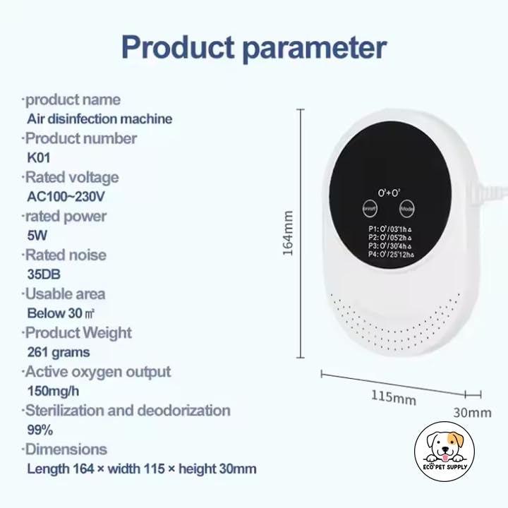 ECO PET SUPPLY Smart Air Purifier with Touch Screen for Pet Houses, Deodorizer