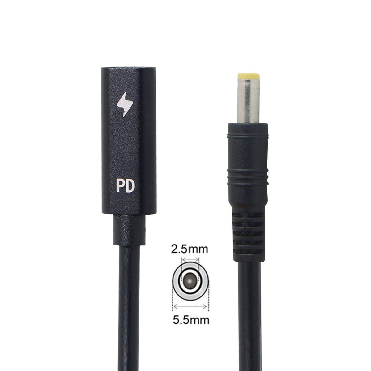 JSER Xiwai Type C USB-C Female Input to DC Power PD Charge Cable fit for Laptop 18-20V (5.5x2.5mm)