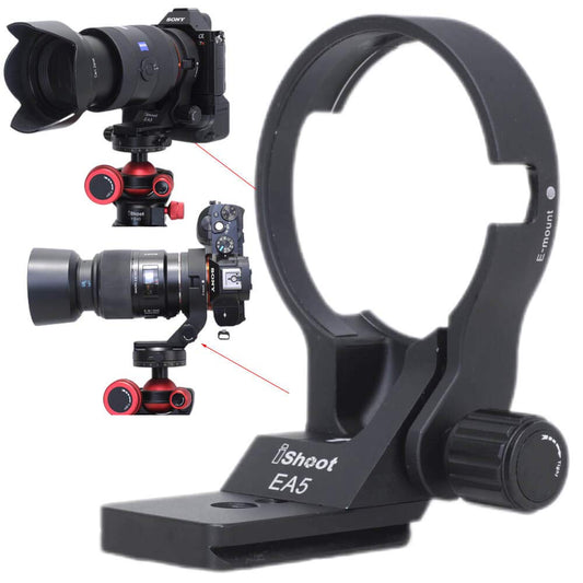 iShoot 66mm Lens Collar Tripod Mount Ring Compatible with Sony LA-EA5 Mount Converter Adapter Ring, Lens Support Holder Bracket Bottom is Arca-Swiss