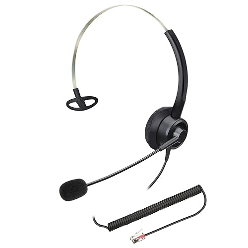 Callez Phone Headsets RJ9 with Noise Cancelling Microphone, Corded Office Telephone Headset Compatible with Polycom VVX201 VVX250 VVX350 VVX311 VVX310