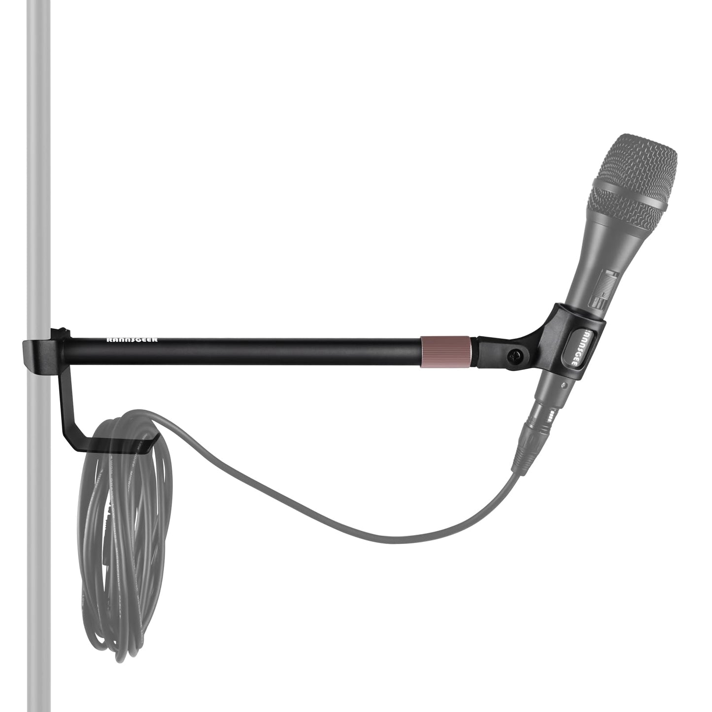 Rannsgeer Microphone Boom Arm Extension 11-18" Adjustable with 2 Mic Clips & Hanger - Universal Mic Stand Extension