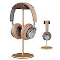 Micool Headphone Stand, Aluminium and Wood Gaming Headset Stand Holder for All Size Headphones with Stable Heavy Base, Headphone Holder for Desk