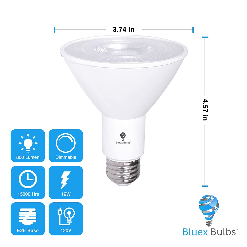 2 Pack PAR30 Outdoor LED Flood Light Bulb 12W 100 Watt Equivalent 900 Lumens Dimmable Waterproof E26 3000K Warm White LED Flood Light Bulbs