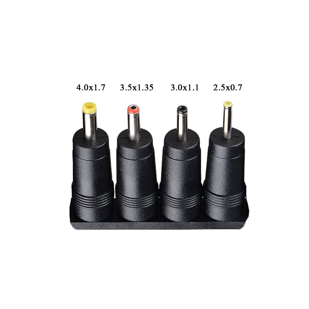 DC Plugs for Small Electronics and Devices Universal 5.5X2.1mm Jack to 4 Plugs 4.0X1.7mm, 3.5X1.35mm, 3.0X1.1mm, 2.5X0.7mm with 1x Cable 5.5X2.1mm