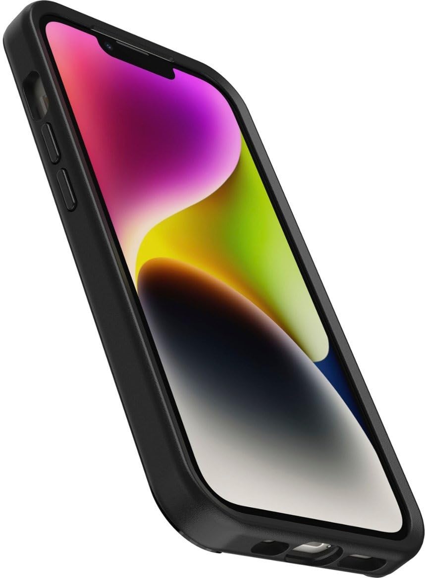 OtterBox iPhone 14 & iPhone 13 Symmetry Series+ Case - REBEL (Black), ultra-sleek, snaps to MagSafe, raised edges protect camera & screen