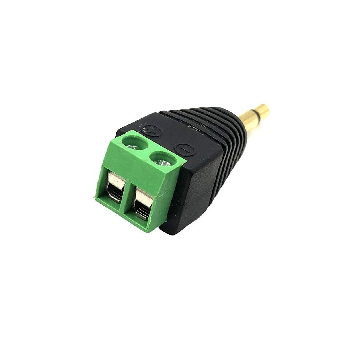 Kework 5 Pack 1/8" 3.5mm TS Male Jack Terminal Block Connector, 3.5 Mono Audio Plug Headphone AUX Balun Bolt Screw Solderless Terminal Adapter