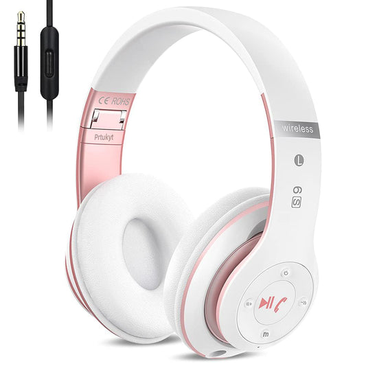 Prtukyt 6S Wireless Bluetooth Headphones Over Ear, Hi-Fi Stereo Foldable Wireless Stereo Headsets Earbuds with Built-in Mic, Volume Control, FM…