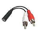 6 Inch 3.5mm Female to 2 RCA Male Stereo Audio Y Cable, Nickel Plated Adapter Compatible for TV,Smartphones, MP3, Tablets, Speakers,Home Theater, (3