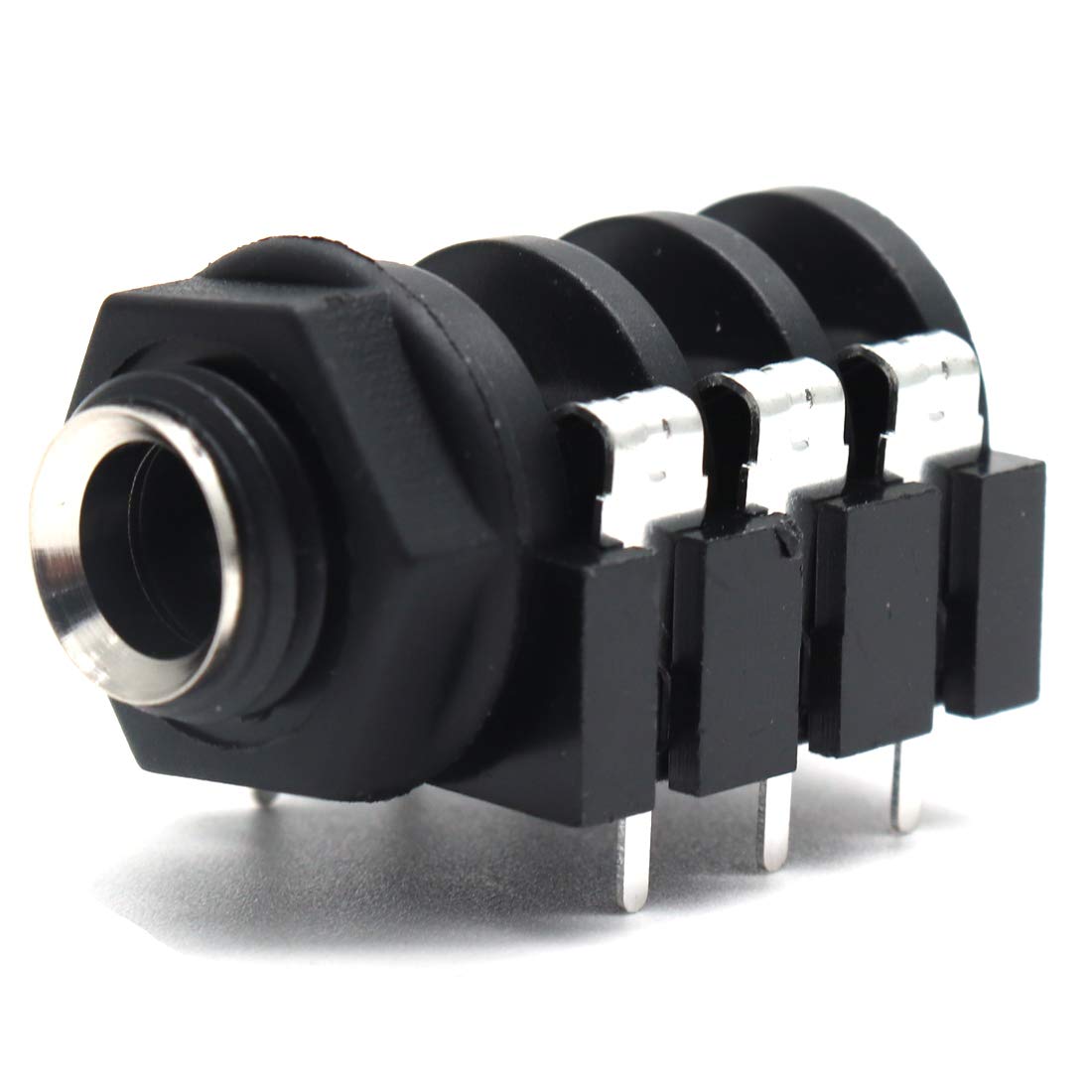 Luomorgo PCB Panel Mount 6 Pin 1/4" 6.35mm Female Socket Stereo Headphone Jack Silver Thread 20pcs