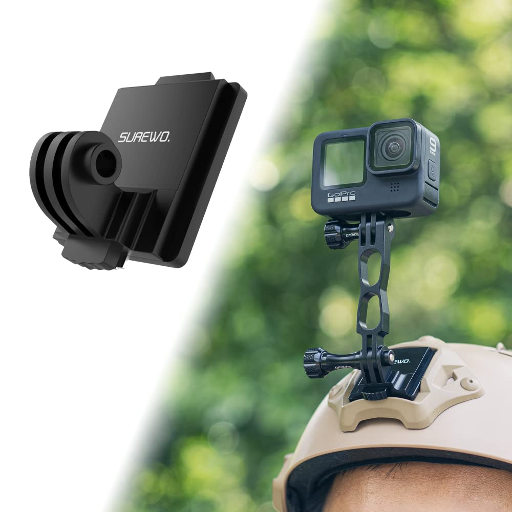 SUREWO Aluminum NVG Mount Compatible with GoPro Hero 13/12/11/10/9/8/7/6/5 Black, Tactical Helmet NVG Mount Compatible with DJI Osmo Action 5