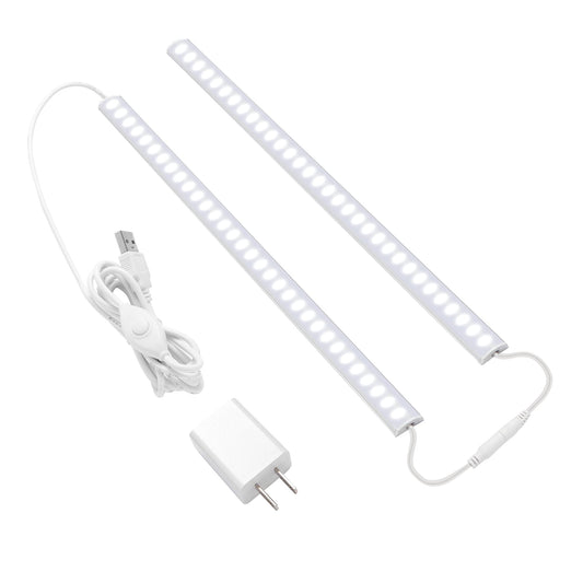 Plug-in Under Cabinet Lighting, 2pcs 12 Inch Dimmable Closet Light, Cold White 6000K Linkable USB LED Light Bar, Memory Function, Under Counter Lights