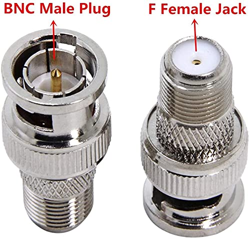 BNC to F Connector 4 Pack BNC Male to F Female Adapter, RG6, RG59 Coax Connector for Scanner, CCTV Camera