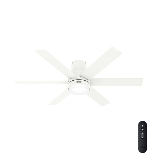 Hunter Fan 52 Inch Matte White Indoor Ceiling fan with LED Light and Remote Control for Bedroom, Living Room, Office, Basement, Kitchen, Dining Room