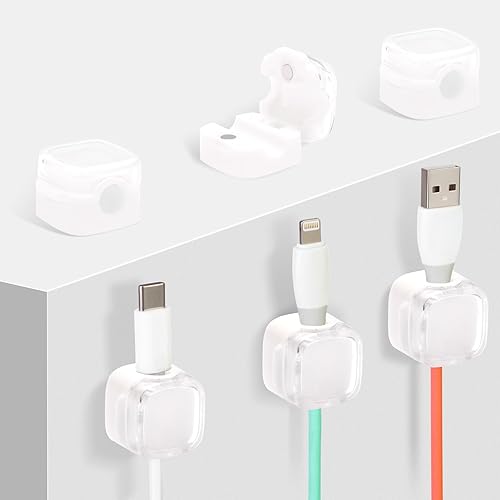 MAWFOZIN Magnetic Cable Clips Cord Organizer Holder, 6 Pack Adhesive Wire Holder Keeper Organizer USB Charging Cable Storage Holder for Home Office