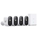 aosu Security Cameras Outdoor Wireless, 4-Cam-Kit, 166° Ultra-Wide-Angle, Battery Powered, No Subscription Required, Home Security Cameras System