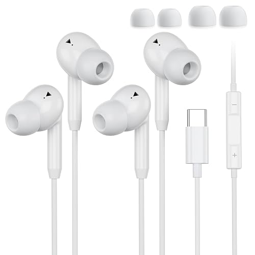 USB C Wired Earbuds,USB C Headphones Wired with Microphone 2 Pack for iPhone 17/16/15 Pro Max Plus, Type C in-Ear Earphones, HiFi Stereo, No Latency
