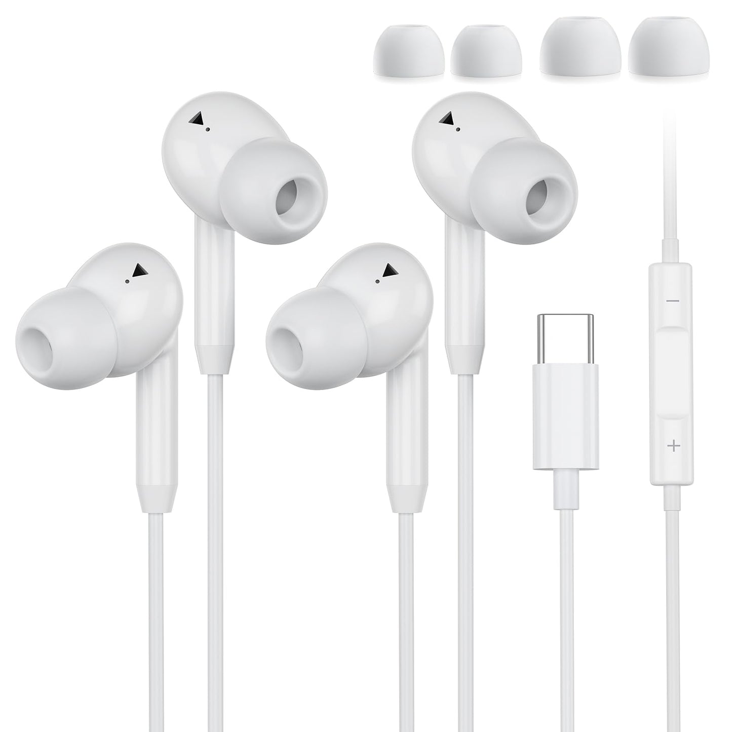 USB C Wired Earbuds,USB C Headphones Wired with Microphone 2 Pack for iPhone 17/16/15 Pro Max Plus, Type C in-Ear Earphones, HiFi Stereo, No Latency