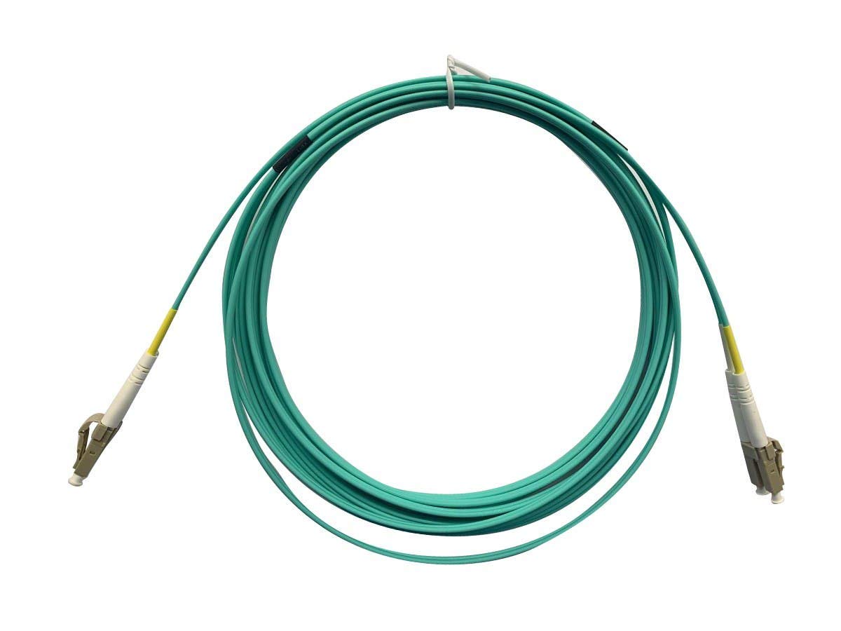 Monoprice OM4 Fiber Optic Cable - LC/LC, UL, 50/125, Multi Mode, 10GB, OFNR, Corning, 2 Meter, Aqua