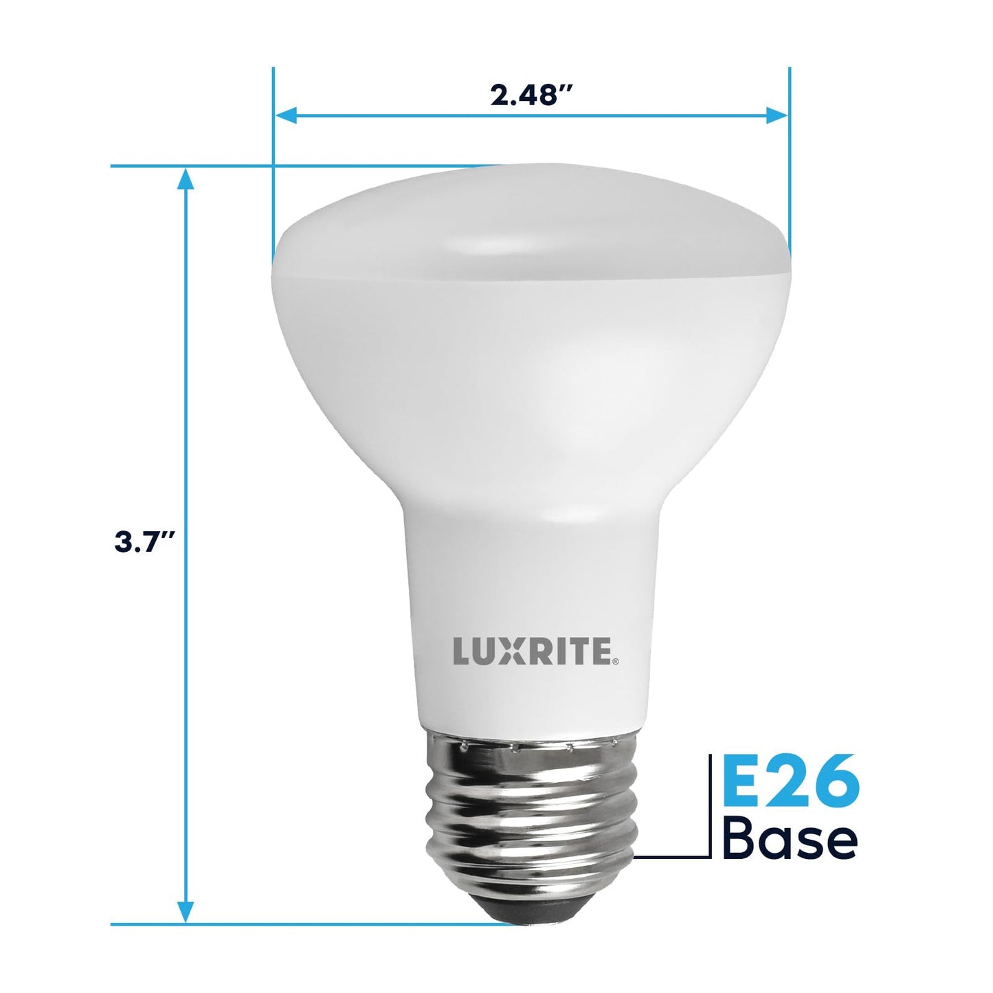 LUXRITE BR20 LED Bulb, 45W Equivalent, 3000K Soft White, Dimmable, 460 Lumens, R20 LED Flood Light Bulb 6.5W, Energy Star, Damp Rated, E26 Base