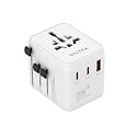 DILTEX 20W GaN III Fast Charging Travel Adapter - Dual USB-C & USB-A Ports with 2 AC Outlets & Dual 10A Overload Fuses - Universal Wall Charger