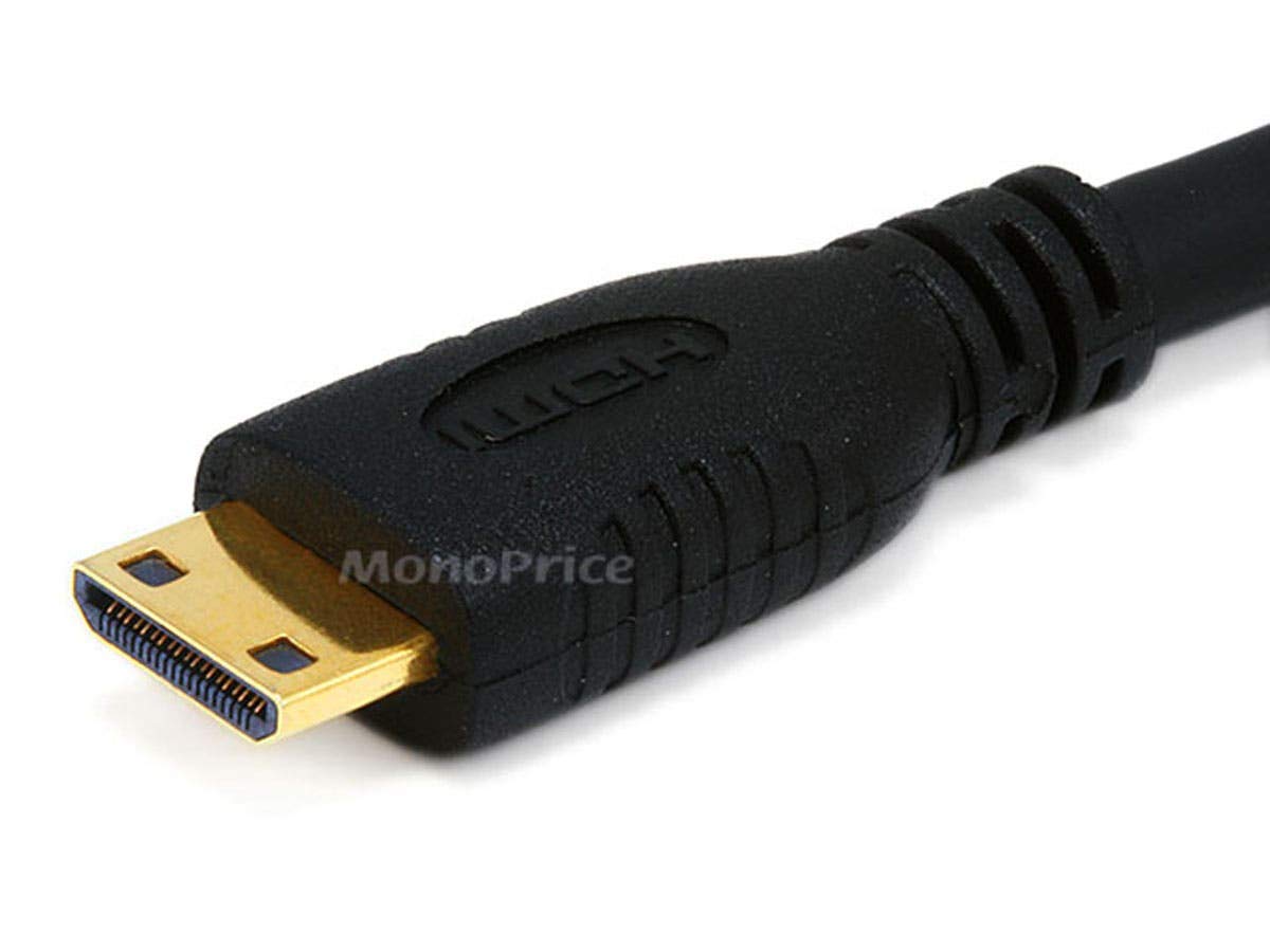 Monoprice 6ft 30AWG High Speed HDMI Cable - HDMI Connector to HDMI Mini Connector - Black