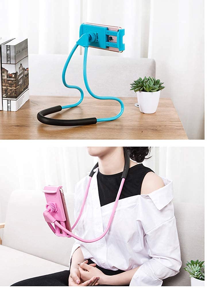 Lazy Cell Phone Mount Hanging on Neck, Hsxxf 360 Rotating Neck Holder DIY Flexible Mount Stand Multiple Functions Flexible Lazy Bracket for Phone