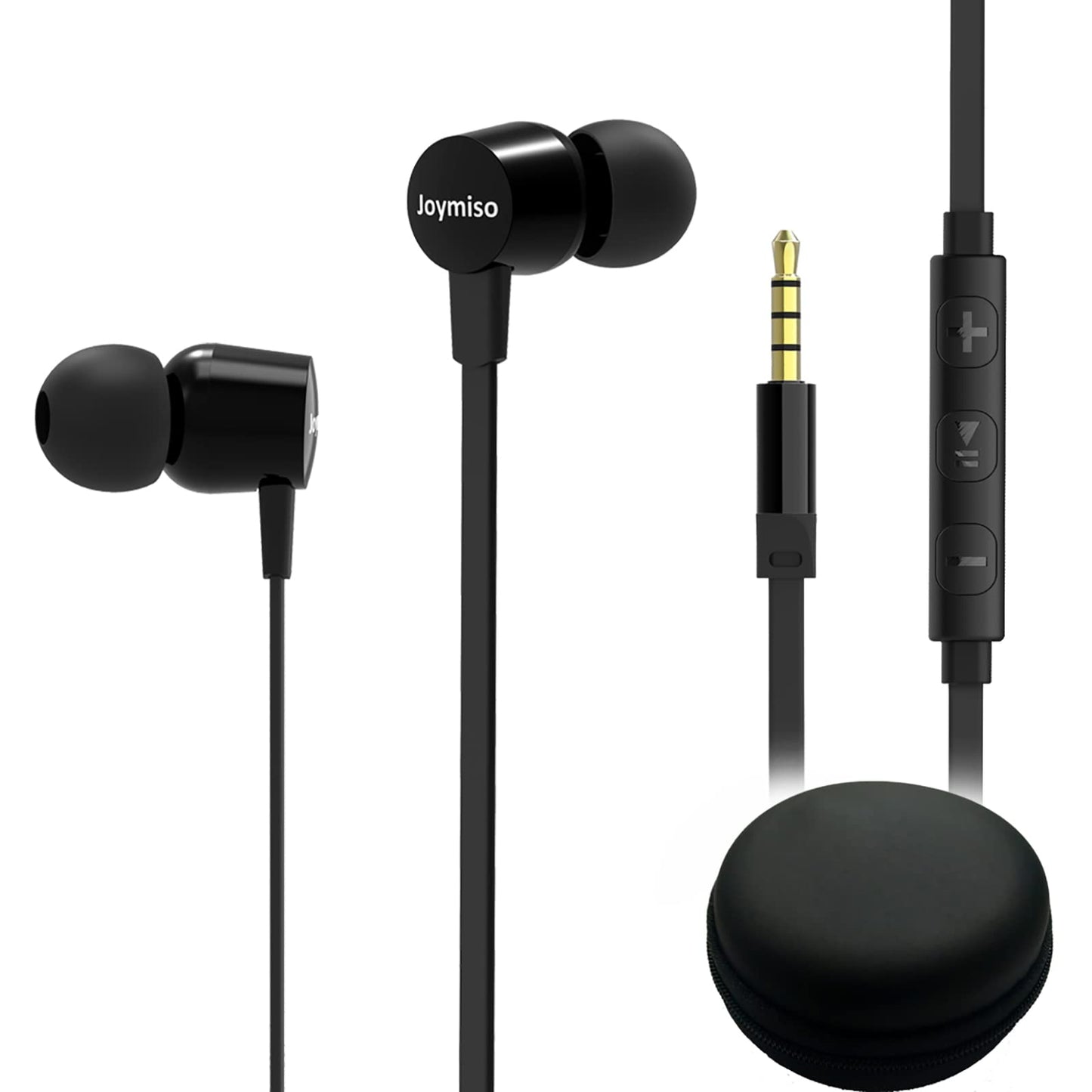 Joymiso Tangle Free Earbuds for Kids Women Small Ears with Case, Comfortable Lightweight in Ear Headphones, Flat Cable Ear Buds Wired Earphones