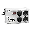 Tripp Lite Isobar 4 Outlet 230V Surge Protector Power Strip, 6ft Cord, Right-Angle Plug, Metal, Limited Life Manufacturer's Warranty (IB4-6/220)