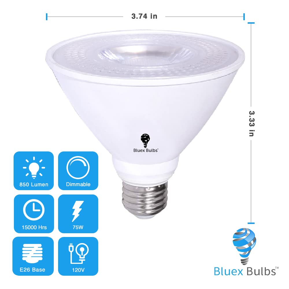 6 Pack PAR30 Short Neck LED Flood Light Bulb 10W 75 Watt Equivalent 850 Lumens Waterproof E26 3000K Warm White Super Bright PAR30 LED Bulb