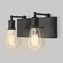 PUUPA 2 Lights Bathroom Vanity Light, Modern Industrial Black Wall Sconce with Adjustable Sockets for Bedroom Living Room Hallway Kitchen