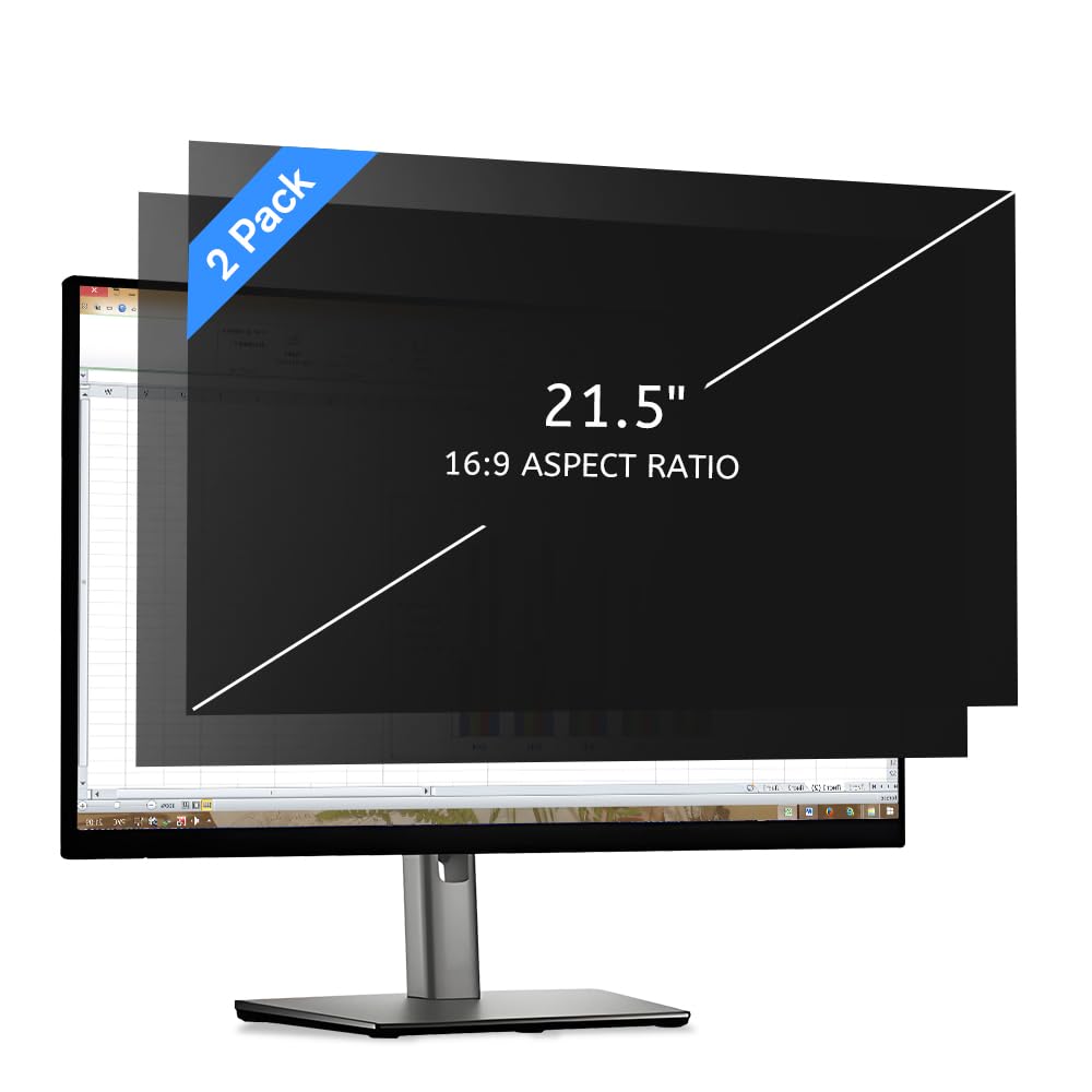 MOBDIK 21.5 Inch Monitor Computer Privacy Screen Filter for 16:9 Aspect Ratio, Anti Blue Light, Anti Glare & Spy - 2 Pack