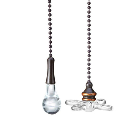 Ceiling Fan Pull Chain, Pack of 2 Ceiling Fan Cords with 6 Inches Fan Pulls Set with Connector (ORB, Light Bulb and Fan)