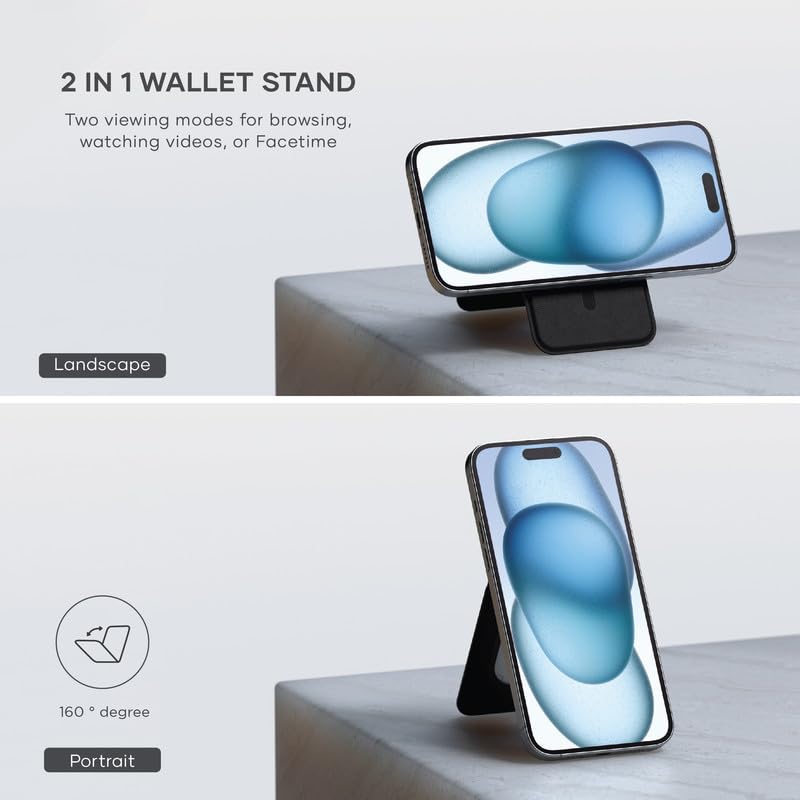 Satechi Magnetic Magsafe Wallet, Double Flap Stand Card Holder, 4 Slots with Front NFC Pass-Through, Adjustable Phone Attachment for iPhone