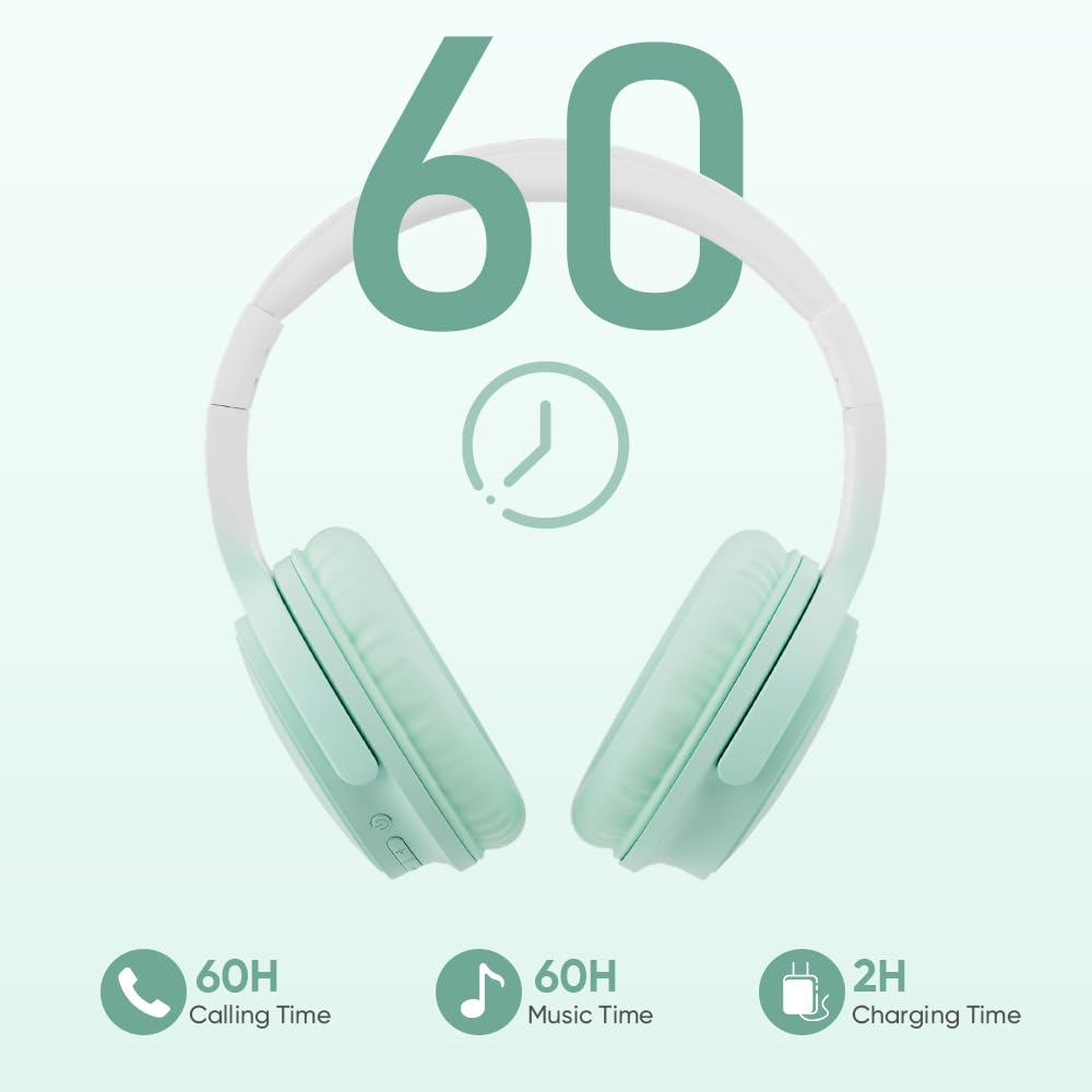 Gankoii Wireless Headphones, Bluetooth Over Ear Headsets with Microphone, Hi-Fi Audio, 60H Playtime, Touch Control, Foldable Lightweight, On-Ear…