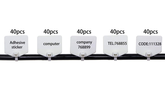 Mini Skater White Plastic Cable Marker Tag Ties Nylon Writable Write on Ethernet Wire Zip Ties Cord Identification Management Marking Label (200)