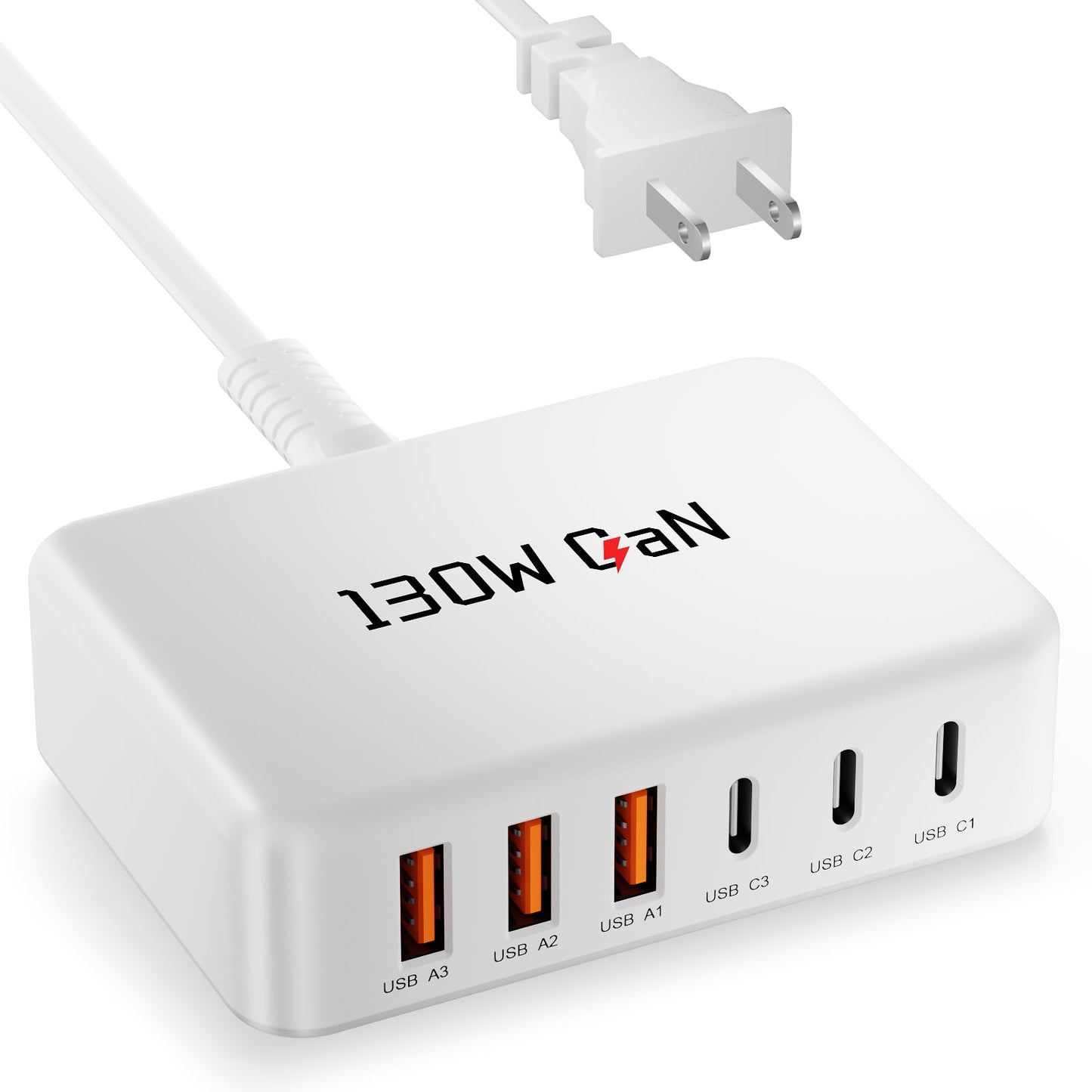 2026 Updated Charging Station for Multiple Devices?130W GaN 6-Port USB C Charger Block ?USB C Wall Charger Power Strip Adapter Plug for iPhone 17 16