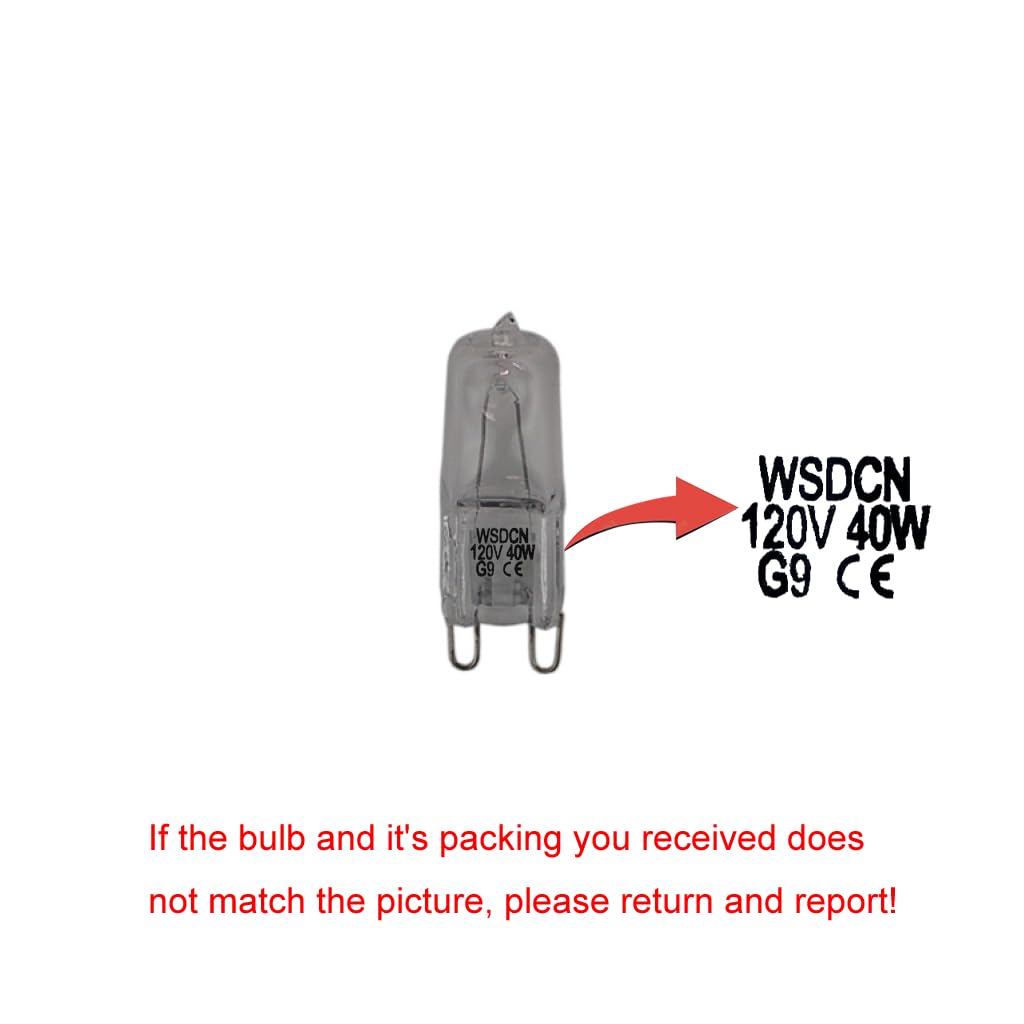 2 Pack, Fulfilled by Amazon, WSDCN G9 120 Volt 40W Halogen Oven Lamp 350°C Oven Light Bulb