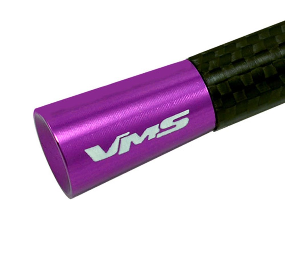 VMS RACING Purple with Black Real Carbon Fiber CNC Machined Billet Aluminum Short 3" inch Antenna Compatible with Jeep Wrangler JK JKU Series