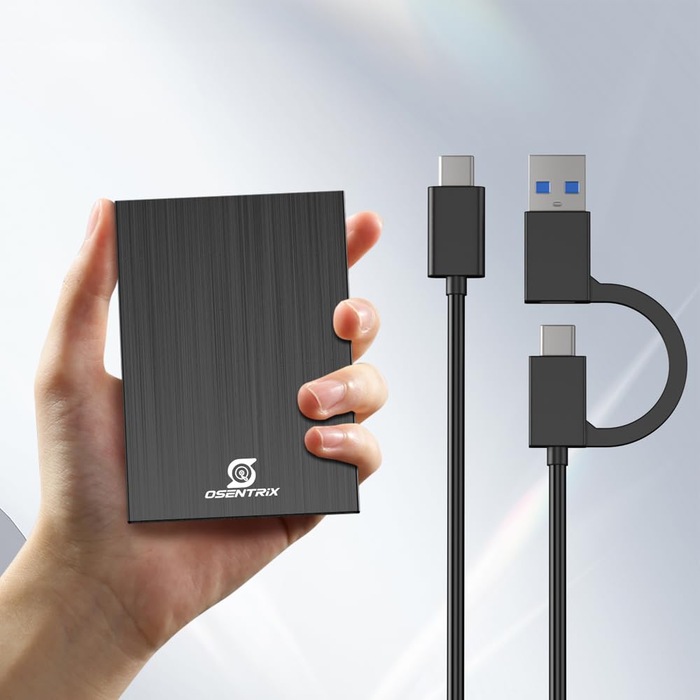 OSENTRiX O2-BK 2TB USB 3.0 Pocket-Size Portable External Hard Drive (for Windows, MacOS, Xbox, PS)