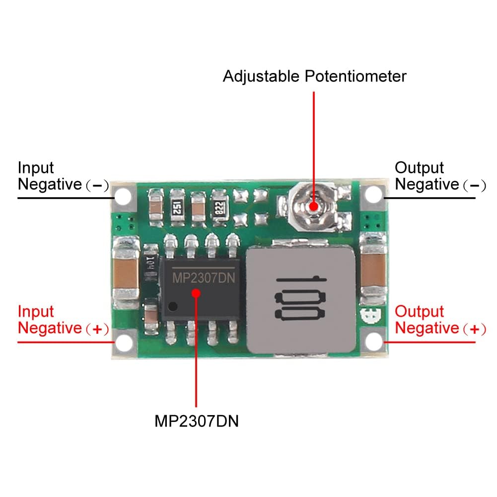 Oiyagai 10Pcs Mini 360 MP2307 DC-DC Buck Converter Step Down Power Supply Module Adjustable 4.75V-23V to 1V-17V for Arduino RC DIY Projects