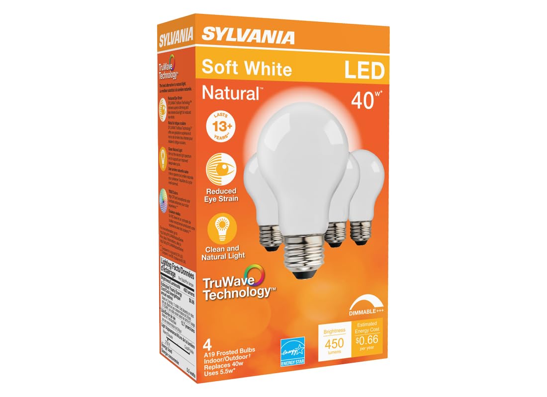 Sylvania 40668 - LED5.5A19DIMO92713YTLRP4 16/CS 4/SKU A19 A Line Pear LED Light Bulb4